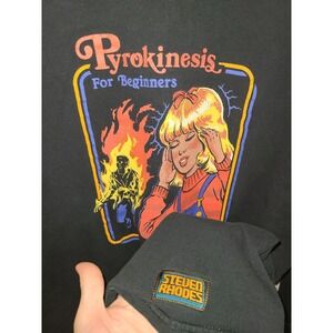 Pyrokinesis for Beginners Black Long Sleeve Tshirt Steven Rhodes Dark Fun Large